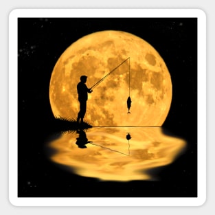 Fisherman fish & full moon fishing saying gift Magnet